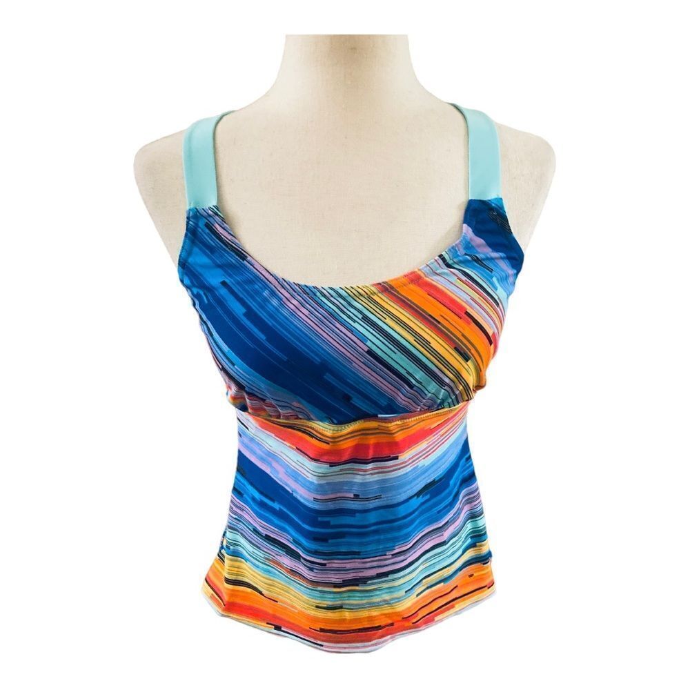 Zero Exposure Striped Blue Tankini